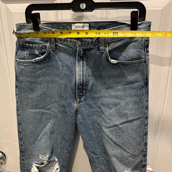 Agolde Mia Jeans Distressed High-Rise Straight Leg Denim Size 28 - Picture 4 of 8